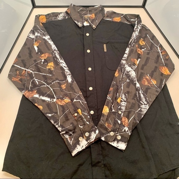 Legendary Whitetails Other - Legendary Whitetails Shirt Adult XL Black/Brown Camo Long Sleeve Button Down Men